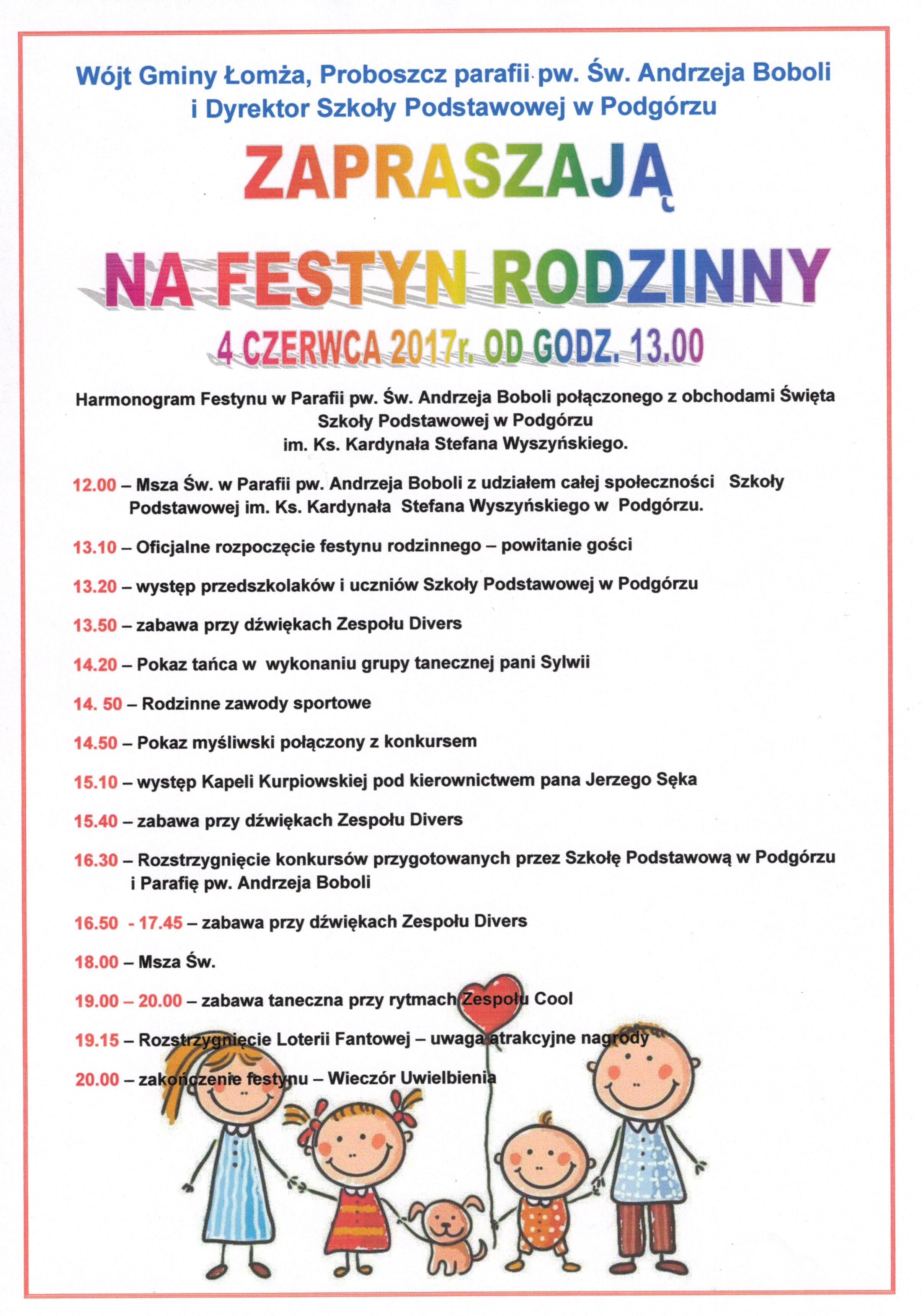 Zdjęcie do wiadomości 4 czerwca zapraszamy na Festyn Rodzinny!