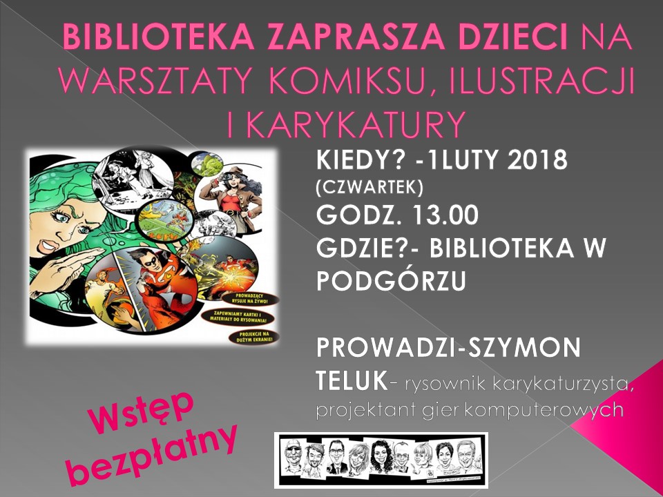 Zdjęcie do wiadomości Warsztaty komiksu, ilustracji i karykatury w bibliotece