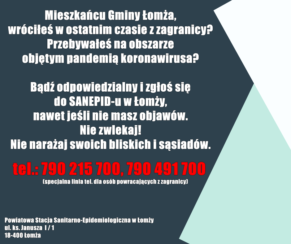 Zdjęcie do wiadomości TY lub Twój sąsiad wróciliście z zagranicy? Zgłoście się do SANEPID-U