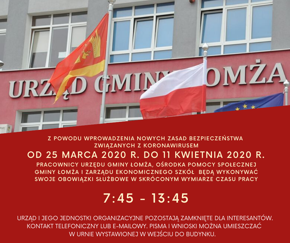 Zdjęcie do wiadomości Skrócony wymiar czasu pracy w urzędzie i jednostkach organizacyjnych