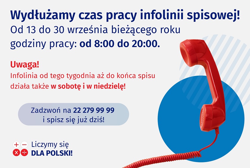 Zdjęcie do wiadomości Infolinia spisowa będzie działać dłużej