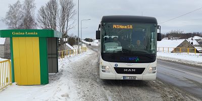 Autobus PKS Nova na trasie Zbójna - Łomża